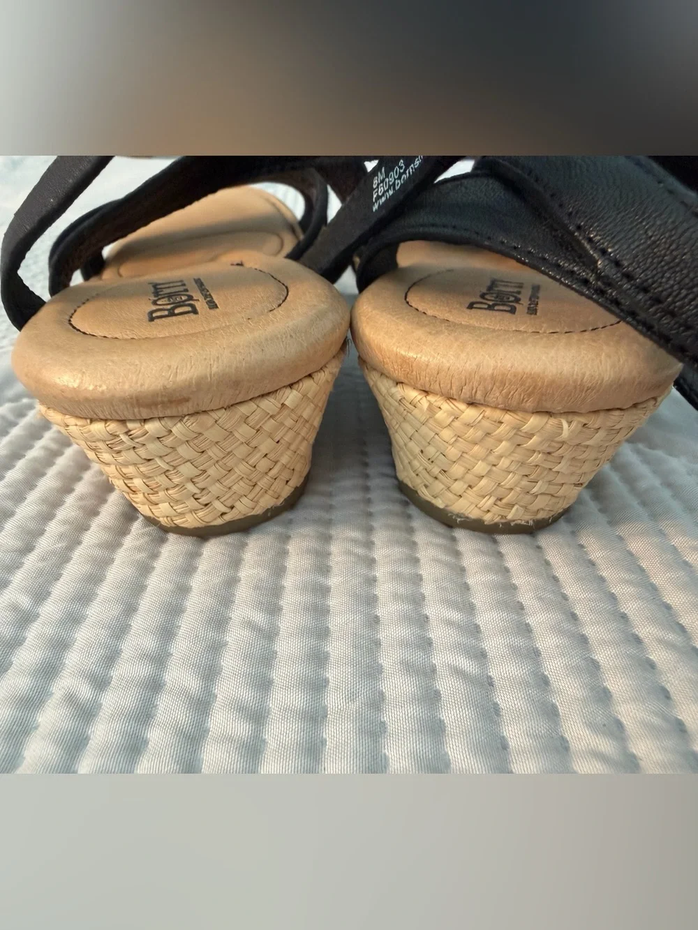 Born Black and Natural Woven-Strap Sandals Sz 8 Nearly New